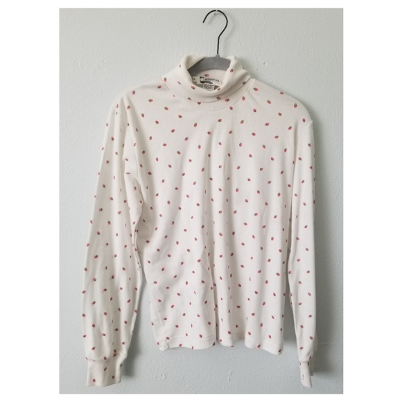 Sweaters - Vintage 1990's Mini Strawberry Print Turtleneck